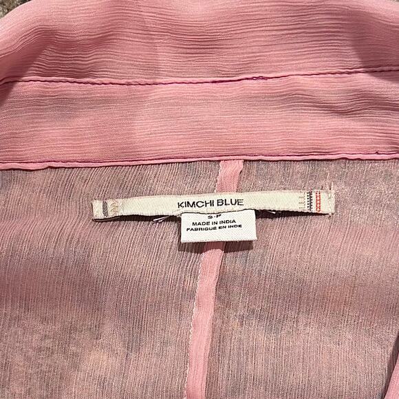 Kimchi Blue Top Coquette Romantic Feminine Sheer Fairy Lace Button Up Pink Small - Picture 3 of 5